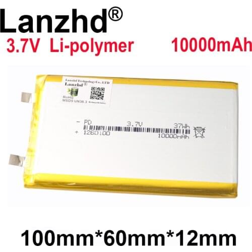 40PCS 3.7V Li Polymer Batteries 10000mAh 100*60*12mm Soft package battery For Power Bank Bluetooth Speakers Tablet DVD battery