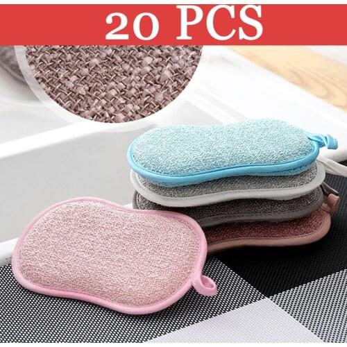 5/10/20/30pcs Double Sided Scouring Pad Kitchen Cleaning Magic Sponge Scrubber Sponge Cloth for Dishwashing Bathroom Accessories