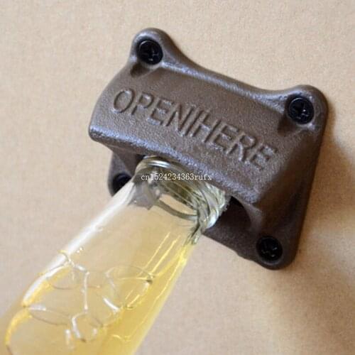 50 pcs Wall-mounted Bottle Opener Cast Iron Beer Bottle Opener Creative Beer Opener Wall Advertising