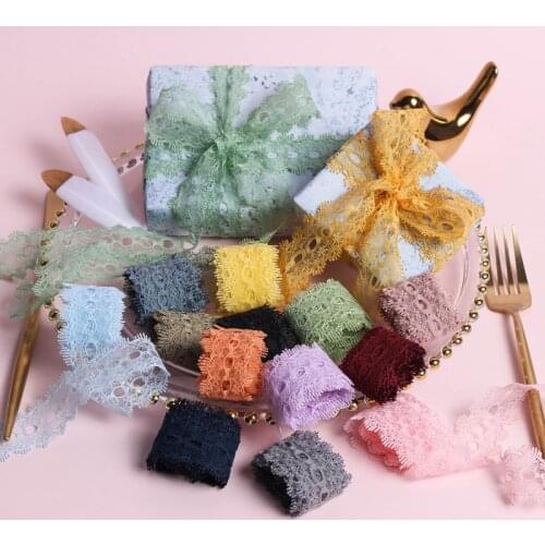 50 Yards 35MM Double Sided Solid Color Crown Width Hollow Lace Ribbons Hair Bows DIY Gift Flowers Packaging Clothes Party Craft