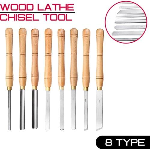 8 Types High Speed Steel Lathe Chisel Wood Turning Tool with Wood Handle Woodworking Tool Durable Brand New Carpenter Tools