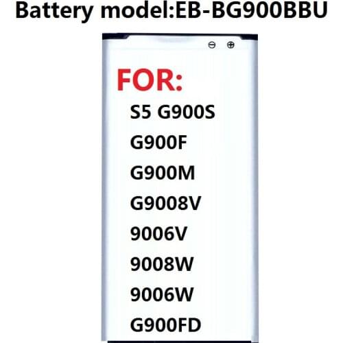 Battery EB-BG900BBU EB-BG900BBC For Samsung S5 G900S G900F G900M G9008V 9006V 9008W 9006W G900FD 2800mA NFC