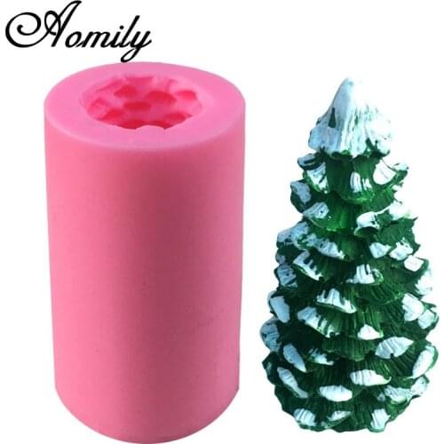 Aomily Silicone 3D Christmas Tree Fondant Mold Candle Sugar Craft Tool Chocolate Cake Mould Kitchen DIY Baking Decorating Tools