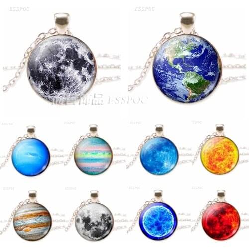 Earth Jupiter Outer Space Sun Necklace Galaxy Planet Silver-plate Jewelry Space Pendant Men Women Fashion Accessories Gift