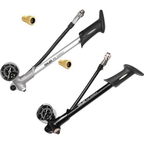 GIYO 300 PSI Air Inflator Bicycle Bike Pump Fork Shock Psi/Bar Gauge Bleeder Fits Schrader with Presta Valve