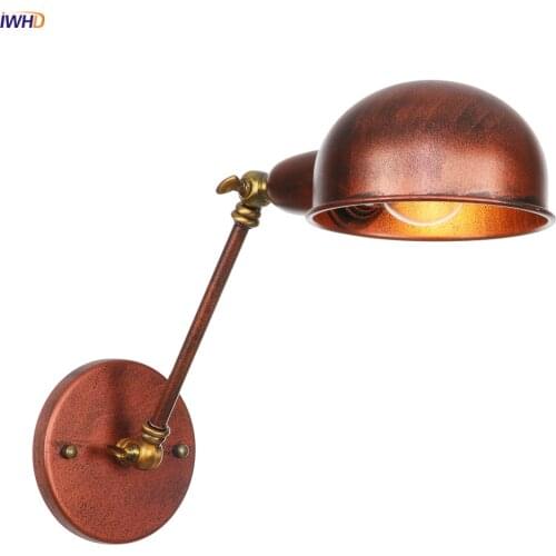 IWHD Rustic Swing Long Arm Wall Light Fixtures Bathroom Living Room Loft Vintage Wall Lamp Home Lighting Aplique Luz Pared LED