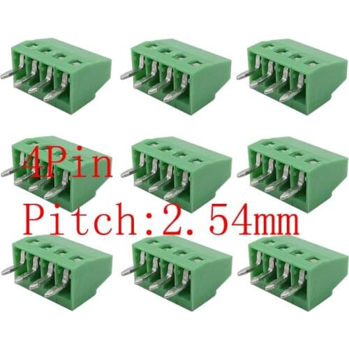 Green KF120-2.54-4P 2.54mm/0.1" Pitch 4Pin Straight Needle PCB Screw Terminal Blocks Connector for 26-18AWG Cable
