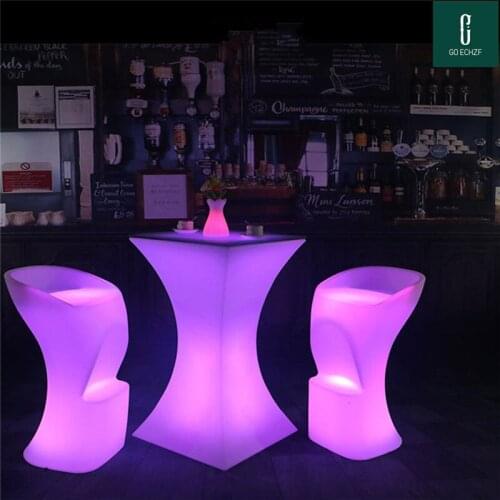 110CM height LED illuminated cocktail table lighted up Bar Tables plastic coffee table Commercial Furniture suppies