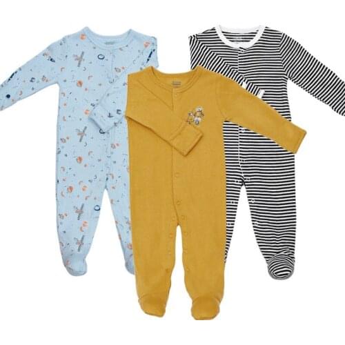 3 Pieces/Set) Baby Boy and Infants Romper Jumpsuit Full-Sleeved Cotton Clothes