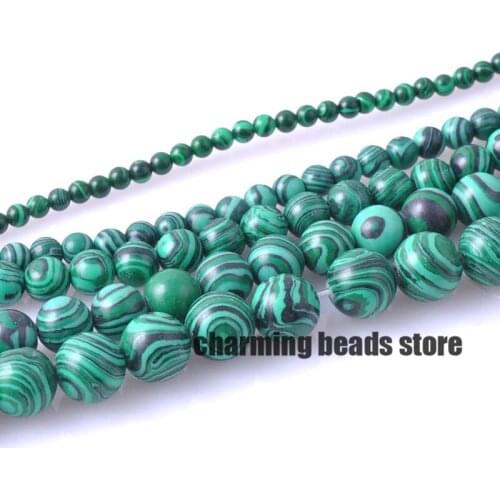 Natural malachite Stone Round Loose Beads for jewelry making 3/4/6/8/10/12mm Pick Size TRS0036