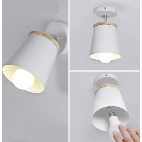 Led Simple Modern Creative Lighting Iron Wooden Bedroom Living Room Staircase Aisle Lamp Ceiling Lamp All-match Lamps