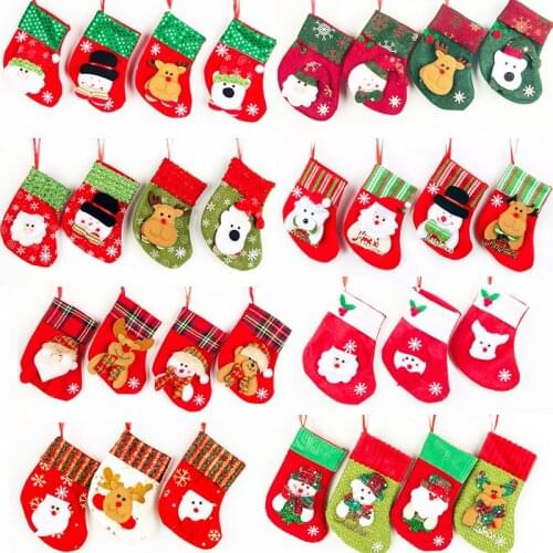 Santa Snowman Pendant Christmas Ornaments 2019 New Year Socks Christmas Kid Gift Bags for Home Merry Christmas Tree Decorations