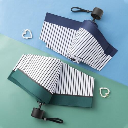 Mini Pocket Umbrella Automatic Umbrella Rain Women Clear Stripe Light Umbrellas Small Parasol UV Sun Guarda Chuva B65