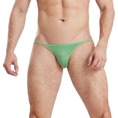 Mens Sexy Briefs Low Waist Ice Silk Underwear Ultra-thin See Through Slip Hombre Micro Bikini Calsonsillos Gay Sheer Panties