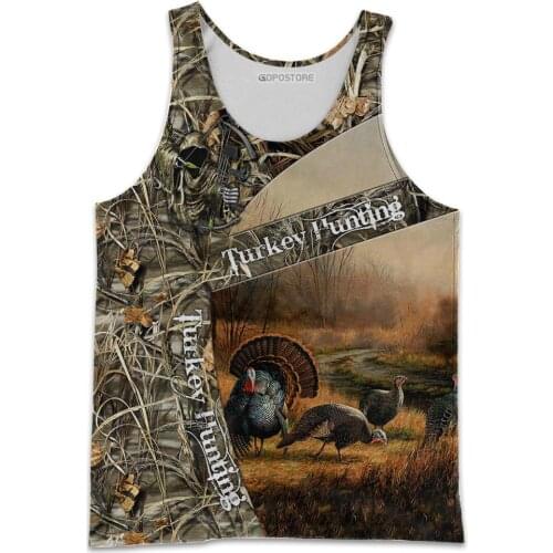 PLstar Cosmos Turkey Bird Hunting Animal Hunter Camo Tattoo Men/Women 3Dprint Summer Casual Sleeveless TankTop Vest Mans Top D1