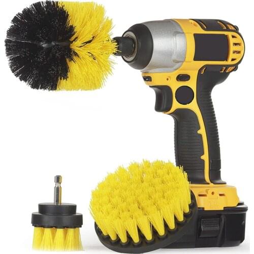 3Pcs/Set Electric Scrubber Brush Drill Brush Kit 2/3.5/4'' Plastic Round Nylon Brushes All-Purpose Power Scrubber Cleaning Kit