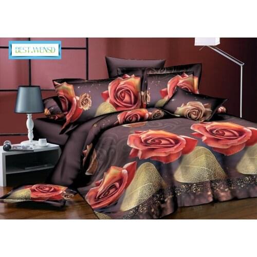 Bedclothes 3d Red-Yellow Pink Rose Wedding Decorate Soft Bedding Duvet Cover Set Luxury Quality King Size Winter Bed Clothes