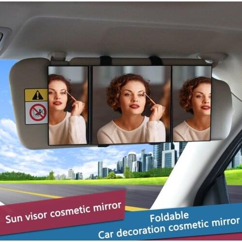 Ghost Storm Car Makeup Mirror 3 Section Folding Cosmetic Auto Sun-shading Car Visor Mirror Adjustable Auto Cosmetic Mirror