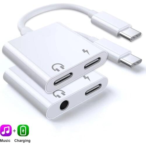 Type C to 3 5 Jack Adapter 2 In 1 Splitter For Samsung Galaxy S21 S20 Ultra Note 20 10 Plus USB C to Audio and Charger Converter