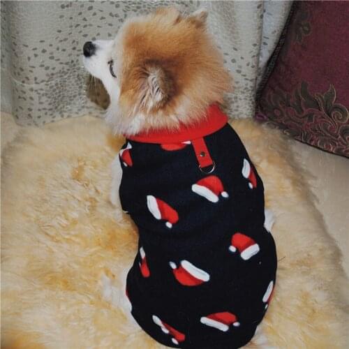 Christmas Dog Sweater Fleece Vest with Traction Buckle Warm and Soft Pet Clothes for Wearing in Autumn and Winter