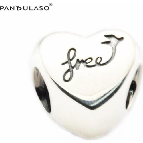 Heart of Freedom Charm 925 Silver Original Beads For Jewelry Making For European Woman Bracelets DIY Sterling Silver Beads