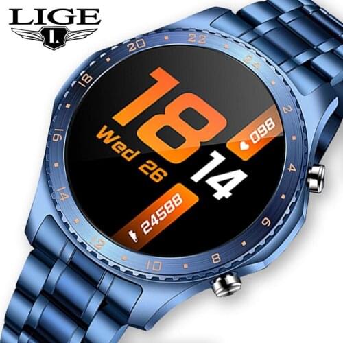 LIGE New Smart Watch Men Heart Rate Blood Pressure Bluetooth Call Watch Sports Tracking Waterproof Steel Band Smartwatch Women