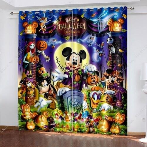 Blackout Curtains Disney Mickey Minnie MouseThermal Insulated Darkening Window Drapes Kids Bedroom Room Décor Halloween Gifts