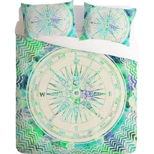 Bohemian Compass Bedding Set Queen Soft Bedclothes Twill Mandala Print Duvet Cover Set with Pillowcases Bed Set Home Decoration