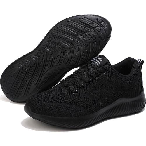 Spring and autumn flying woven lace-up fashion, lightweight and soft casual running net shoes women