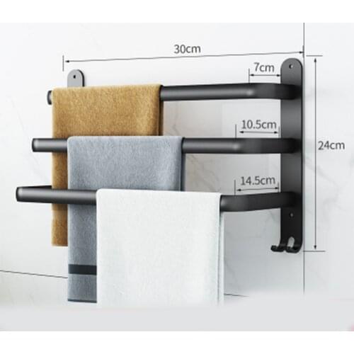 Towel Rack Matte Black Towel Hanger Wall Mounted Towel Holder Space Aluminum Toilet Single Layer Multilayer Bathroom Accessories