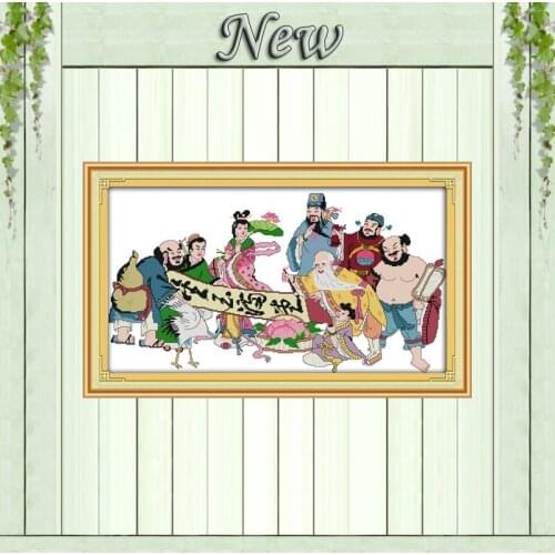 The Eight Immortals(2) decor painting counted print on canvas DMC 14CT 11CT chinese Cross Stitch Needlework Sets Embroidery kits