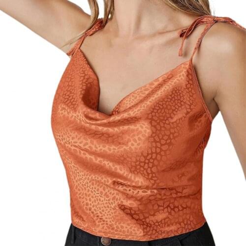 Women Camisole Sexy Sleeveless Sling Crops Top Tie Shoulder Low Cut Strap Top Fashion Leopard Print Strap Vest Party