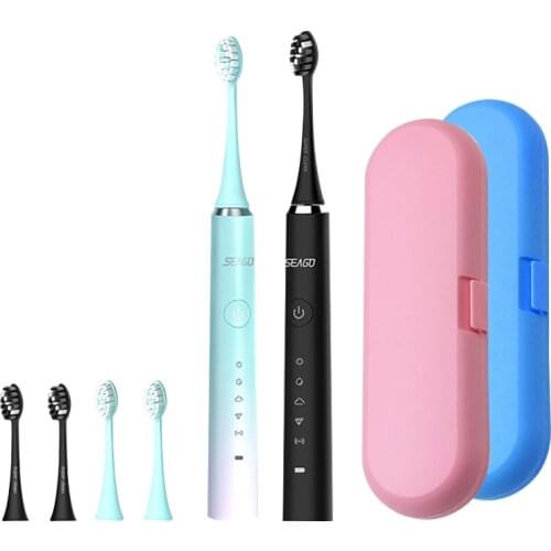 Seago Sonic Electric Toothbrush 5 Modes USB Rechargeable Soft Bristles Tiffany Blue Tooth Brushes for Adlut 1 Month Use