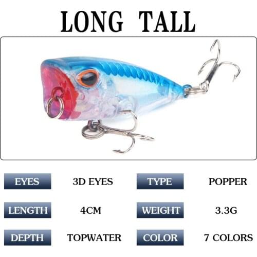 1Pcs Lifelike Luminous Popper Lure Artificial Sea Fishing Hard Baits With 2 Hook Fishing Bait Lures Pesca Jig Wobblers