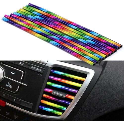 10 Pcs Car Styling Air Outlet Coating Finish 20cm Inner Molding Strip Ventilation Grille Switch Accessories For The Car Interior