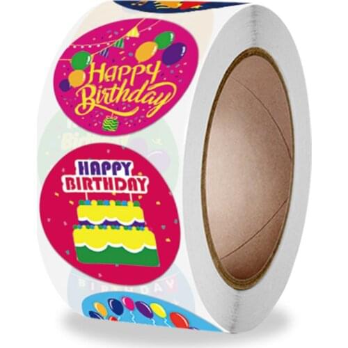 100-500pcs Happy Birthday Stickers for Party Decor Envelope Sealing Label Gift Packing Sticker Greeting card label 1inch