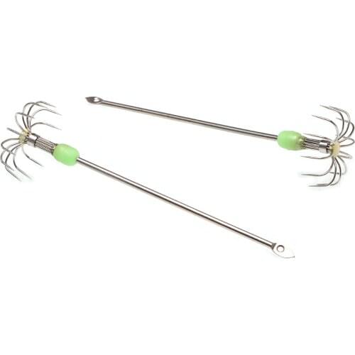 2pcs/lot Squid Hook Umbrella Hook Blowing Tube Hook Luminous Sea Fishing Hook Octopus Hook Umbrella Claw Anchor Hook