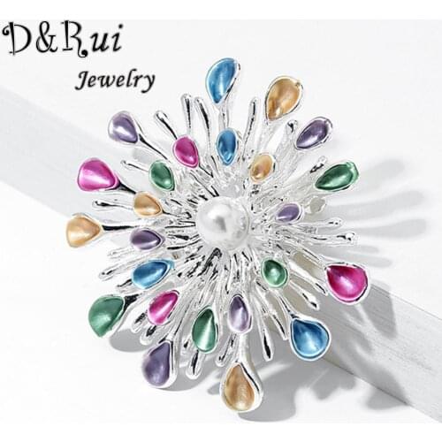 2020 Elegant Flower Brooch Badges Jewelry for Women Coat Trendy Enamel Decorative Pin Hijab Pins Bag Hat Accessories Brooches
