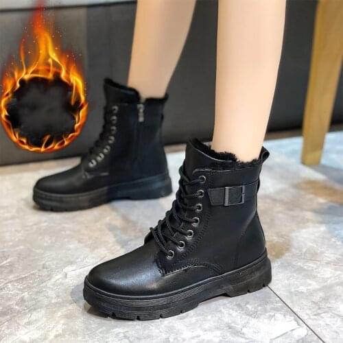 2021 Fashion Womens Ankle Boot Booties Lace Up Platform Fur Lining Modern Boots Chelsea Short Boots Comfy Combat Boots Shoes
