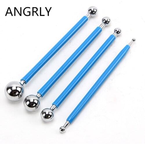 4pcs Stainless Molding Ball Tool Sticks Sugar craft Fondant Cake Decorating Kit Flower Molds Kitchen Dessert Decoration Supplies