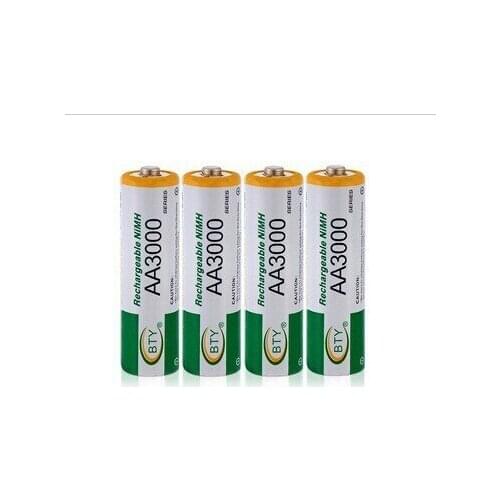 4x AA 3000 1.2 V Ni-MH rechargeable battery BTY pilha recarregavel aa cell for RC Toys Camera Free shipping AA3000