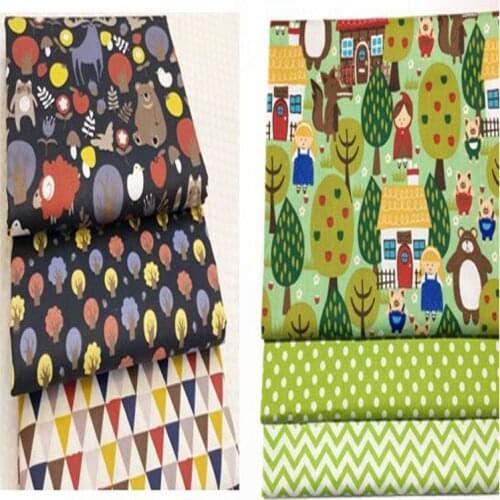 50x160cm Cute Forest Aniamls Family Tree Dot Wave Printed 100% Cotton Fabric patchwork quilting bedding baby cloth home decor