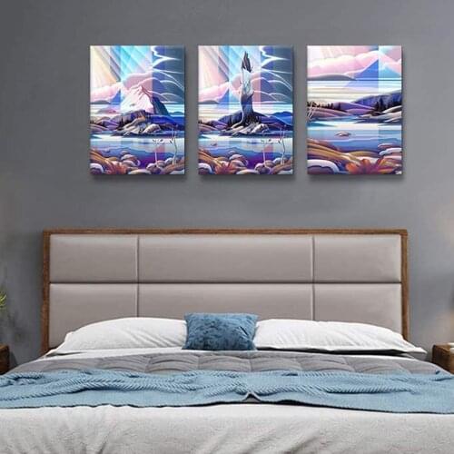 5D Diamond Painting Abstract Ocean Landscape DIY Diamond Embroidery Triptych Diamond Mosaic Wall Art Picture Home Decor