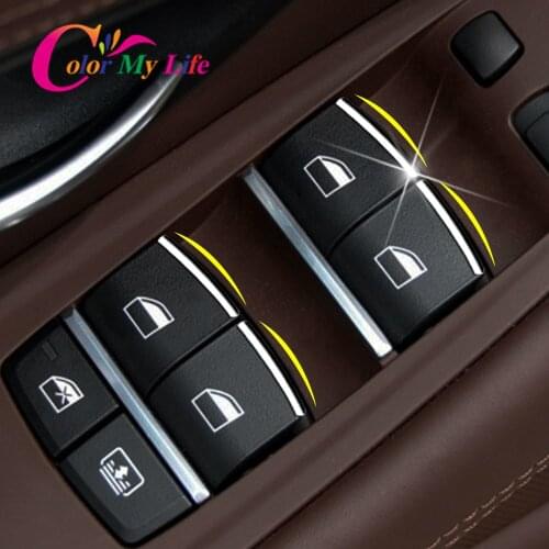 Color My Life 7Pcs Car Windows Control Panel Buttons Knob Sequins Trim for BMW 5 Series 525 530 535 F07 F10 F11 F18 2012 - 2018