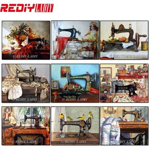 REDIY LADIY Diamond Painting Cross Stitch Sewing Machine Home Decor Embroidery Picture of Rhinestones Full Diamond Mosaic Kits