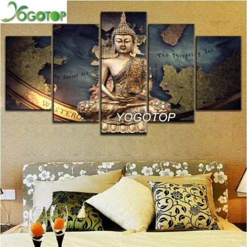 Diy Diamond Painting cross-stitch 5 Pieces Classic Map And Smile Buddha Zen 5D Full Drill Mosaic Diamant Embroidery Art ML1293