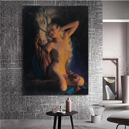 Diamond Painting Sexy woman and horse Full Square round crystal 5D DIY Mosaic Diamond Embroidery Cross Stitch Home Decor P291