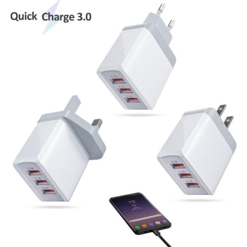 QC3.0 3USB Fast Charging Mobile Phone Charger Multi-function Plug Wall Mobile Phone Charger For IPhone Samsung Xiaomi