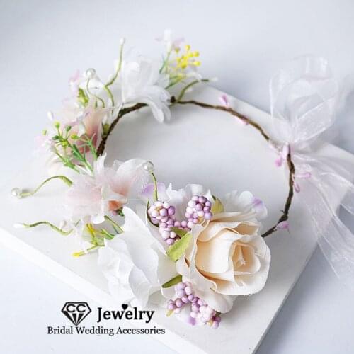 CC Romantic Flower Hairbands for Women Wedding Accessory Bridal Crowns Engagement Hairwear Leaf Party Wreath Garland Sale 58403