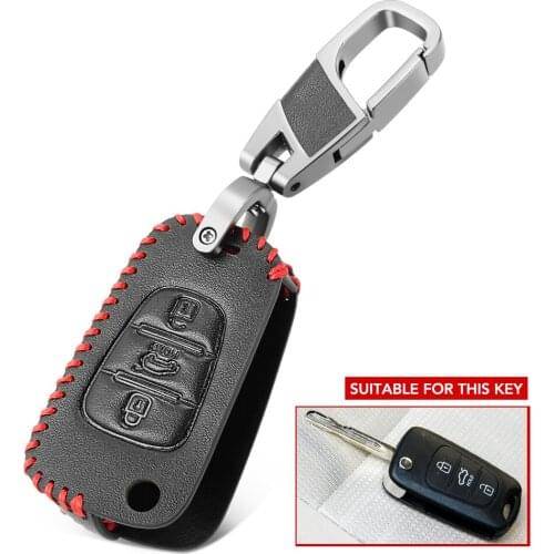 3 Buttons Remote Key Case For Hyundai i20 i30 Veloster ix20 For Kia Solaris Soul Leather key Fob Shell Cover Skin Jacket Sleeve